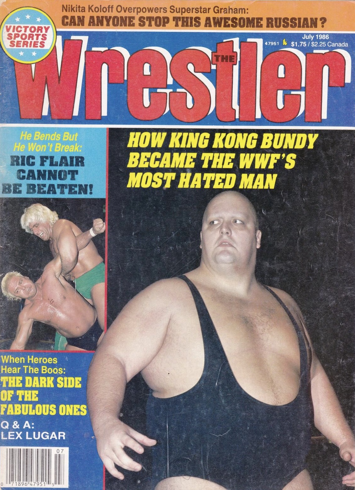 magazine - Victory Nikita Koloff Overpowers Superstar Graham Can Anyone Stop This Awesome Russian? Wrestler He Bends But He Won't Break Ric Flair Cannot Be Beaten! How King Kong Bundy Became The Wwf'S Most Hated Man When Heroes Hear The Boos The Dark Side